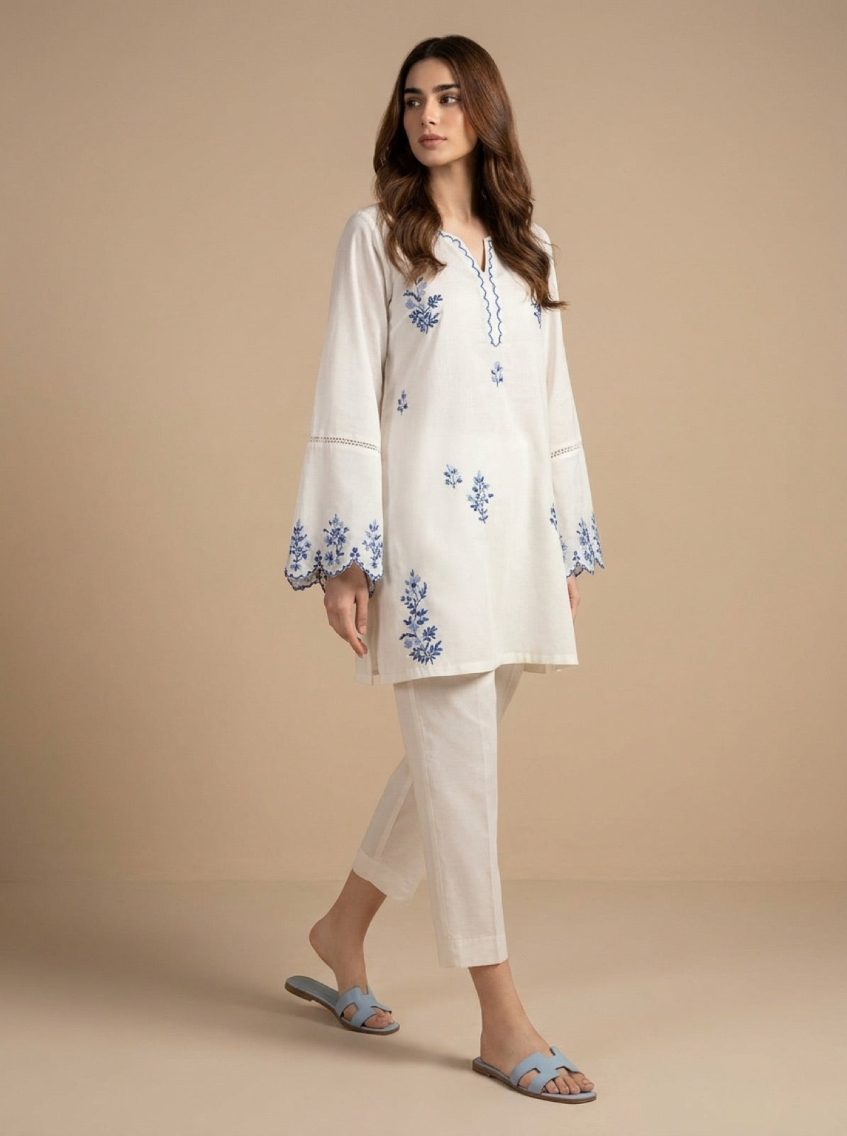 Noor Ivory Embroidered Kurta