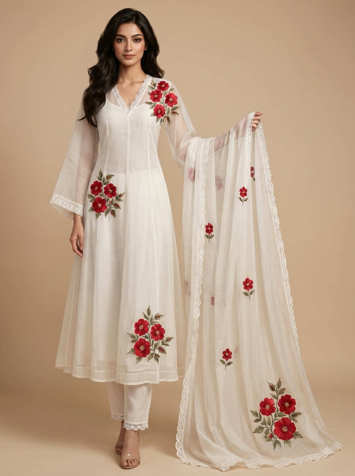 Gul-e-Rana Red Floral Anarkali