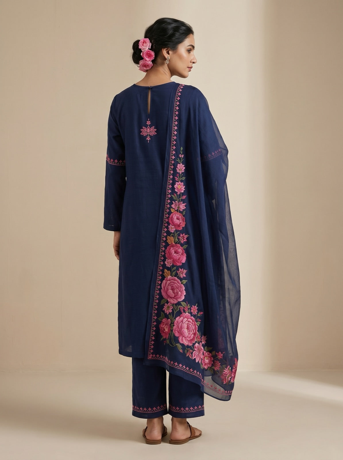 Nazaqat Navy Embroidered Suit