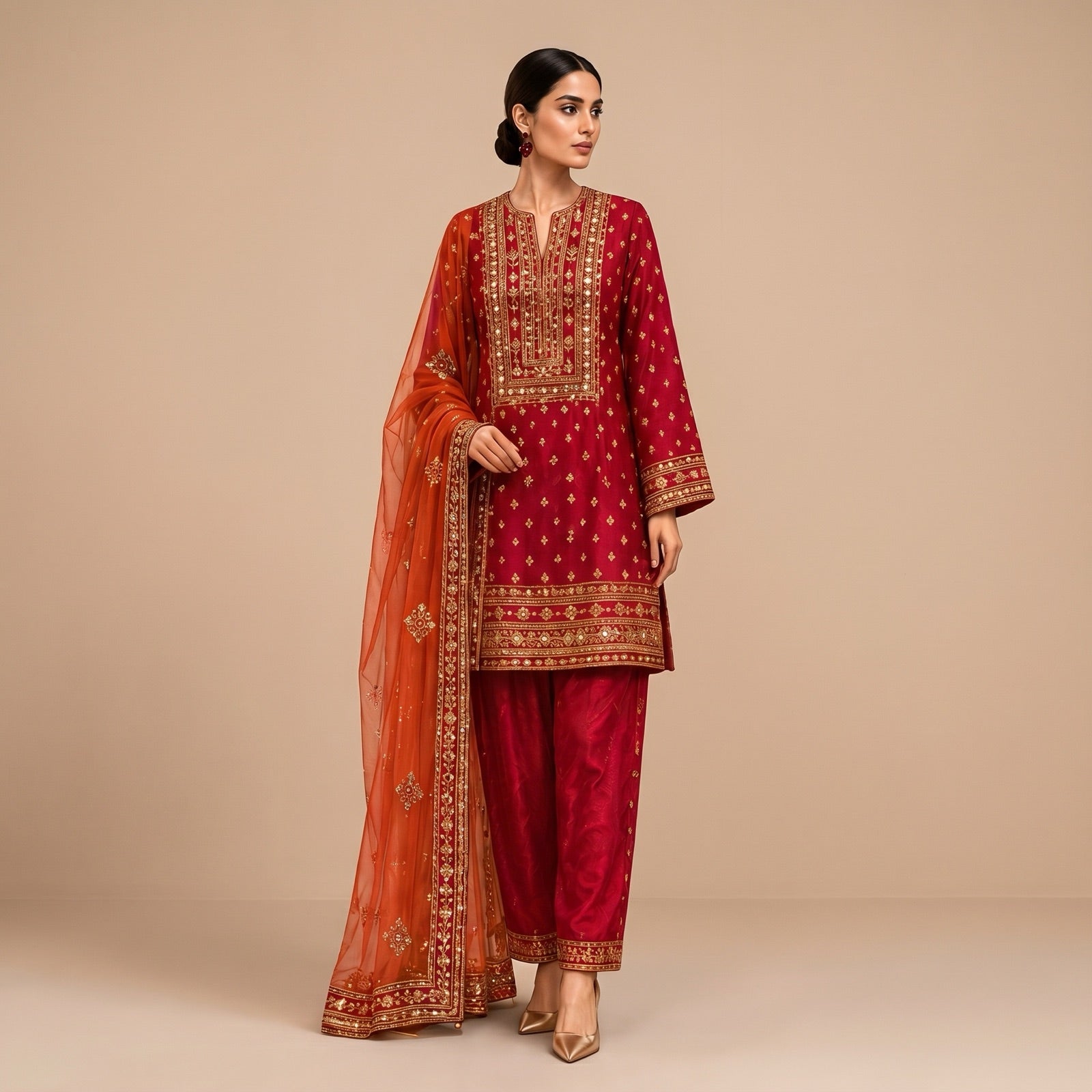Shola Sindoor Suit Set