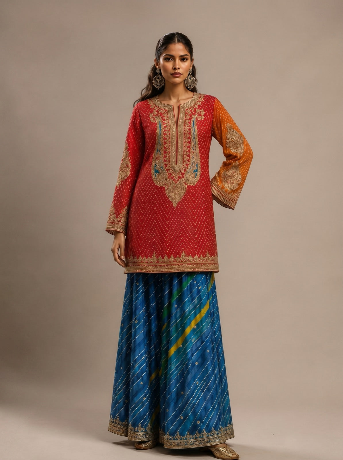 Surkh Crimson Sharara Set
